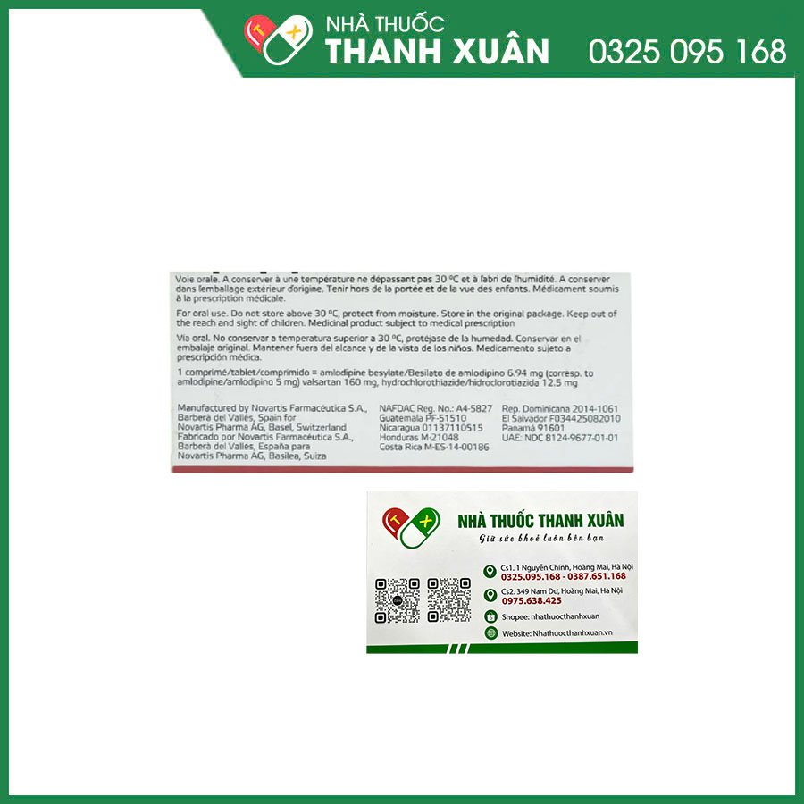 Exforge HCT 5mg/160mg/12,5mg thuốc điều trị tăng huyết áp vô căn